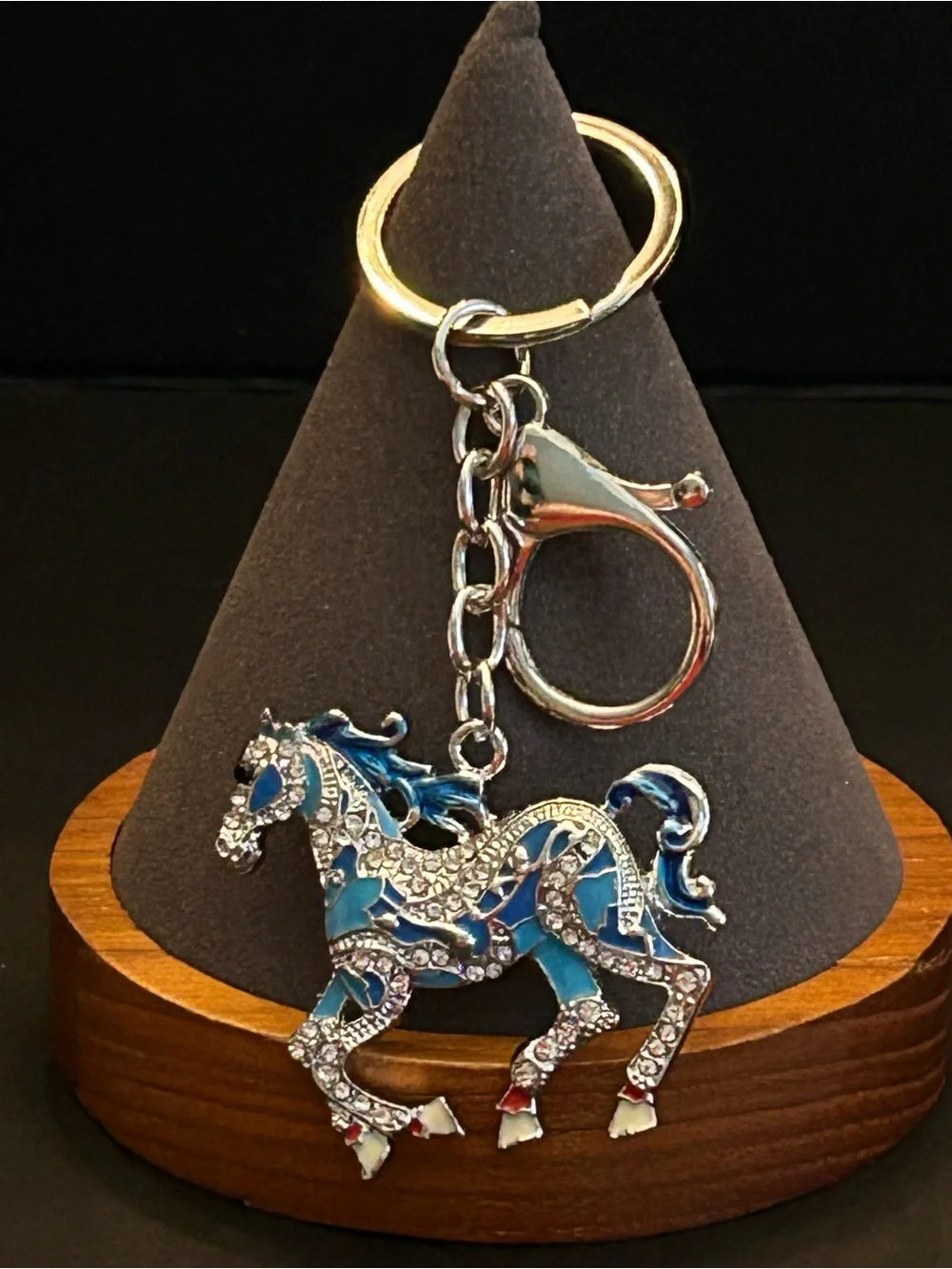 Gold or Silver Hardware w/Colorful Crystal Trotting Horse 🐎 Bag Charm Keychain